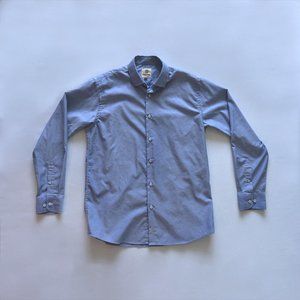 F/X Fusion Patterned Light Blue Collared Shirt Large